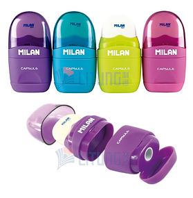 Milan 掛咭裝 Capsule 雙孔筆刨 + 膠擦 (12排套裝)
